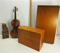 Wood Desk Set, Violin, Wood Tray