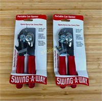2 Red Swing-A-Way Portable Can Openers