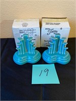 Turquoise fiesta ware candleholders new in box #19