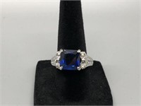 Large Sapphire and Diamond Ring
