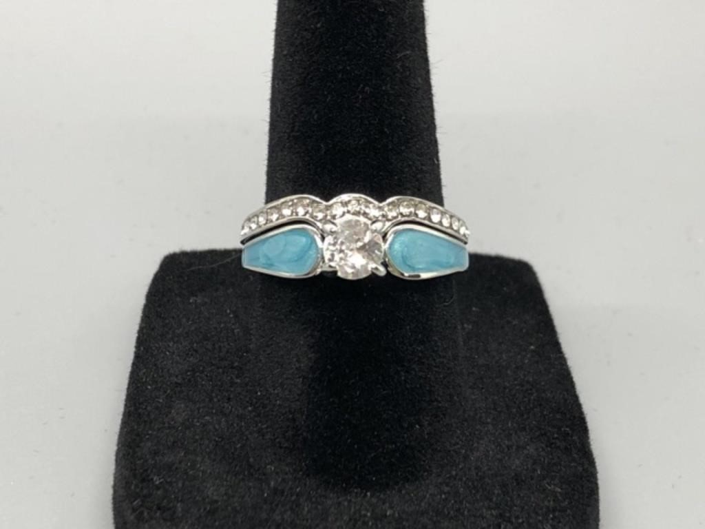 Turquoise  and Diamond Solitaire Set