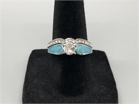Turquoise  and Diamond Solitaire Set