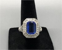 Vintage Style Sapphire and Diamond Cocktail Ring
