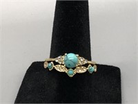 Diamond and Turquoise Ring Set