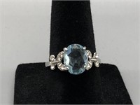 Aquamarine and Diamond Twist Ring