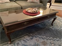 Ethan Allen coffee table with glass protector