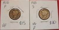 1916P & S Mercury Dimes