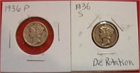 1936P & S Mercury Dimes