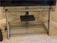 Metal and glass TV stand