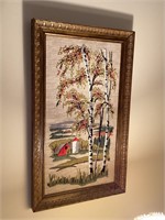 Framed needlepoint picture