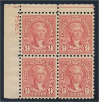 USA #590 PLATE# BLOCK OF 4 MINT FINE-VF NH