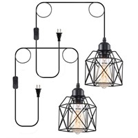 Industrial Plug in Pendant Light 2 Pack, 14.8ft Co