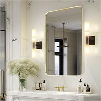 Gold Metal Framed Bathroom Mirror  20 x 30