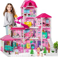 $70  10-Room Pink Dollhouse with Accessories
