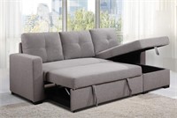 K LIVING Hector Grey Linen Fabric Sectional Sofa w