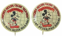 (2) Mickey Mouse Ad Globe Trotter Member Pins