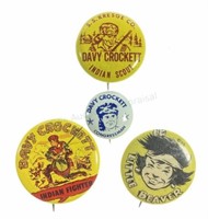 (4) Davy Crockett Advertising Button Pins