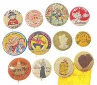 (12) Comic Advertising Button Pins