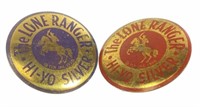 (2) Lone Ranger Hi-yo Silver Button Pins