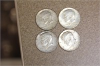 Lot of 4 90% silver 1964 Kennedy Half Dollar