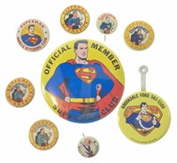 (9) Vintage Superman Club Button Pins