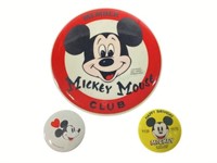(3) Mickey Mouse Club Member & Birthday Pins