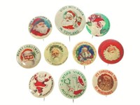 (10) Vintage Santa Claus Collectors Buttons