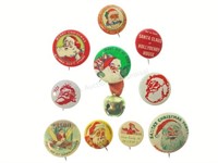 (10) Vintage Santa Claus Collector Button Pins