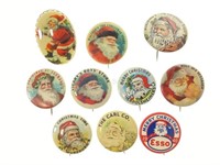 (10) Vintage Santa Claus Collector Button Pins