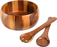 Gibson Home Laurel Acacia Wood Salad Bowl Set, 3 -