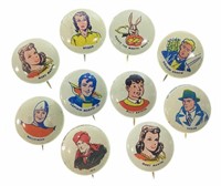 (10) Vintage Fawcett Comics Button Pins