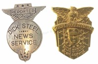 1930’s Dick Steel News Service Pin Back Badges