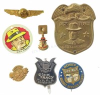 (7) Dick Tracy Advertising Button Pin Tabs