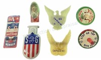 (7) Safety Guard Tin Litho & Plastic Button Pin