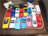 Tray Lot of Plastic & Die Cast Cars