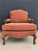 Oversized Red and Gold Chair with Cushion