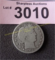 1912 S Barber silver half dollar