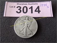 1944 S Walking Liberty silver half dollar