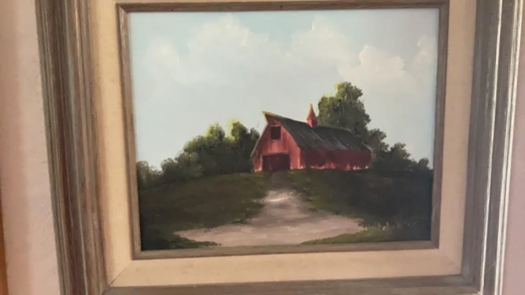 Barn Painting,signed by Mitchell 95 8x10