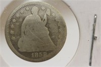 1858 Seated Half Silver Dime