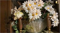 Floral Arrangement in Glass Basket, Candles