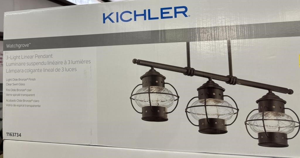 KICHLER "WATCHGROVE" 3 LIGHT LINEAR PENDANT