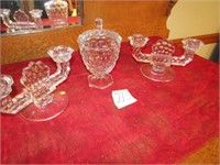 FOSTORIA CANDLE HOLDERS, CANDY DISH
