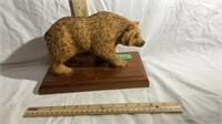 Wood Sculpture of Bear, signed