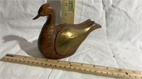 Vintage Wooden Duck with Brass Wings