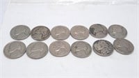 12 Nickels 1940, '53, '54, '55, '61, '63, 4- '64,