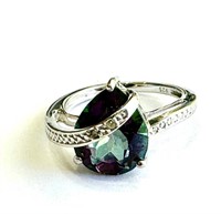 ART DECO STYLE 3CT MYSTIC TOPAZ STERLING RING