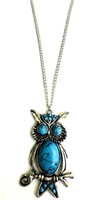 TRENDY TURQUOISE OWL LONG NECKLACE