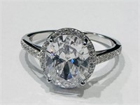 AMAZING SPARKLING 4CT OVAL CZ SOLITAIRE RING