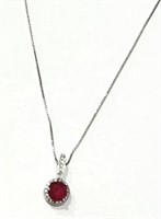GORGEOUS 1CT RUBY PENDANT STERLING NECKLACE